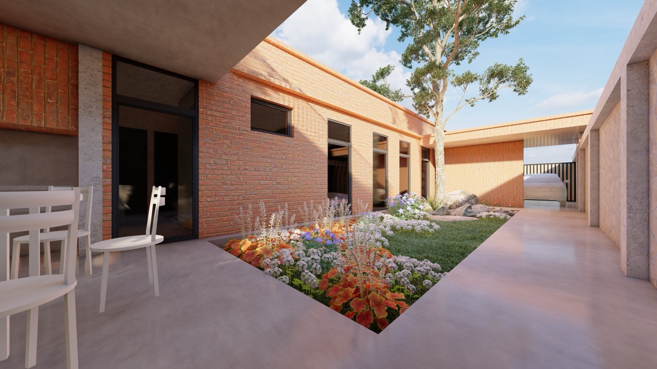 Rendered perspective of the courtyard atmosphere